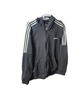 Adidas Black & White Hooded Zip-Up Sweatshirt XL